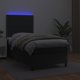 vidaXL Κρεβάτι κοντινεντάλ με στρώμα και LED, μαύρο οικολογικό δέρμα, 90x190 cm