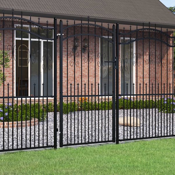 vidaXL vidaXL Furtka z grotami, czarna, 103x225 cm, malowana proszkowo stal
