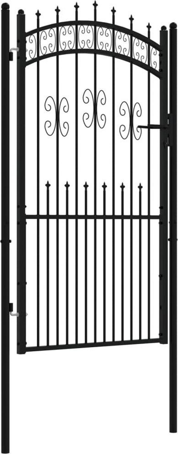 vidaXL vidaXL Furtka z grotami, czarna, 103x225 cm, malowana proszkowo stal
