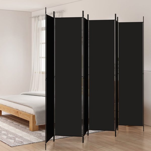 vidaXL vidaXL Parawan 6-panelowy, czarny, 300x220 cm, tkanina