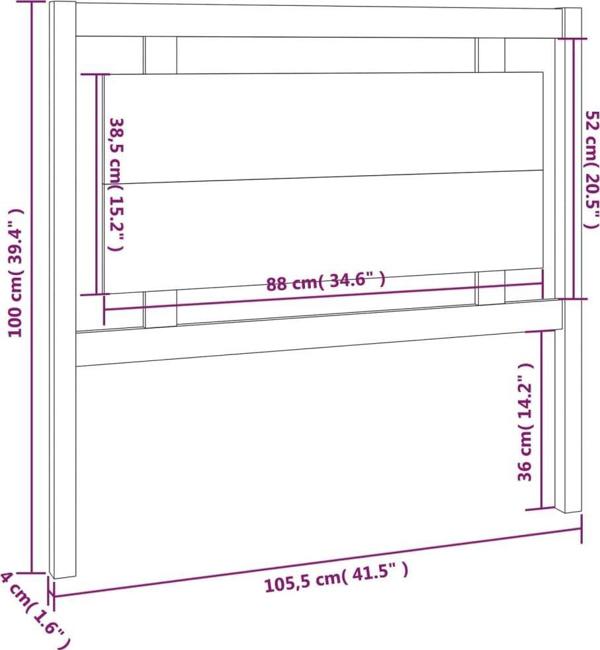 Προσκεφαλο κρεβατιού vidaXL 105,5x4x100 cm από μασίφ ξύλο πεύκου