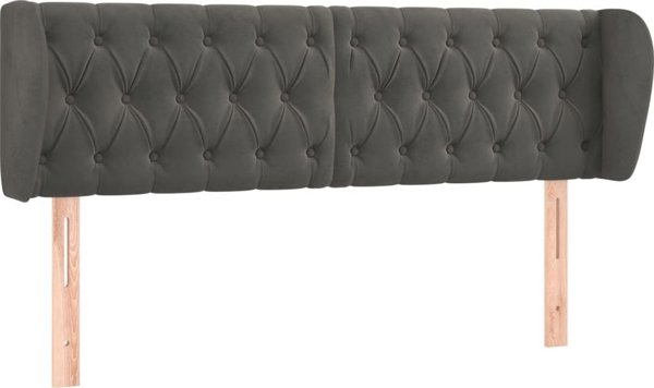 vidaXL κεφαλάρι uszak, σκούρο γκρι, 147x23x78/88 εκ, βελούδο