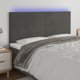 vidaXL Κεφαλάρι κρεβατιού με LED, σκούρο γκρι, 180x5x118/128 cm, βελούδο