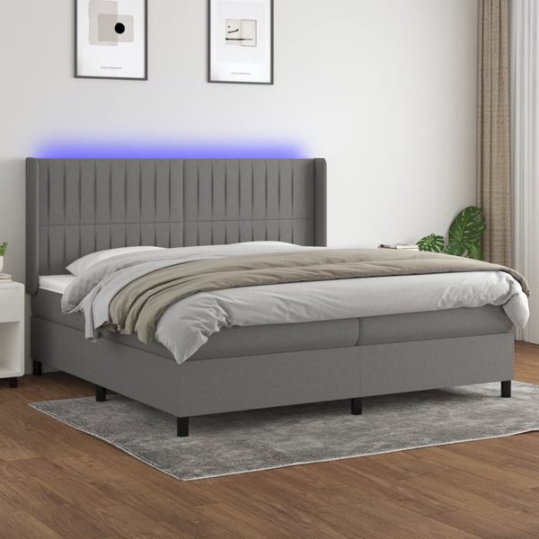vidaXL Λιτζκο κοντινενταλνε με στρωμα, σκουρογκρι υφασμα, 200x200cm