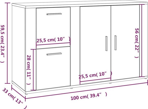 vidaXL Szafka Λευκή 100x33x59,5 cm από Ξύλινο Υλικό