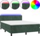 vidaXL Lozko kontynentalne z materacem i LED zielony aksamit 140x190 cm