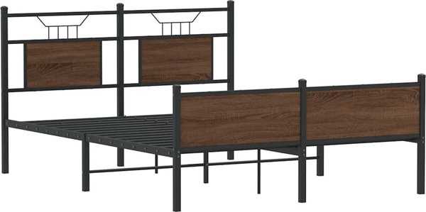 vidaXL Κρεβάτι Διπλό, Καφέ Δρύς, 150x200 εκ. (Χωρίς Στρώμα)