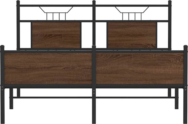 vidaXL Κρεβάτι Διπλό, Καφέ Δρύς, 150x200 εκ. (Χωρίς Στρώμα)