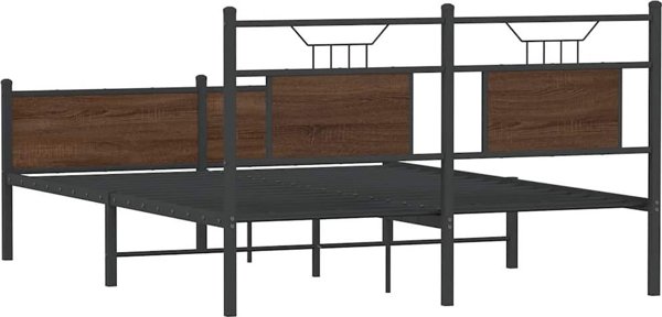 vidaXL Κρεβάτι Διπλό, Καφέ Δρύς, 150x200 εκ. (Χωρίς Στρώμα)
