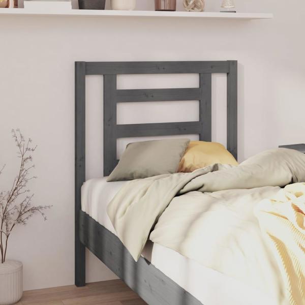 vidaXL Προσκεφαλο κρεβατιού, γκρι, 81x4x100 cm, συμπαγες ξύλο πεύκου
