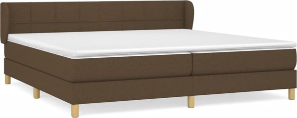 vidaXL Κρεβάτι κοντινενταλ με στρώμα 200x200 cm καφέ υφασμάτινη επένδυση