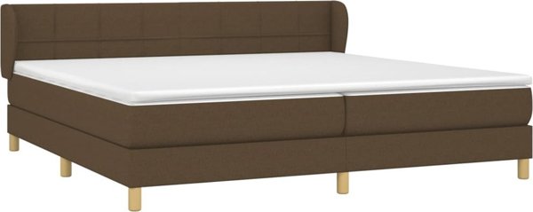 vidaXL Κρεβάτι κοντινενταλ με στρώμα 200x200 cm καφέ υφασμάτινη επένδυση