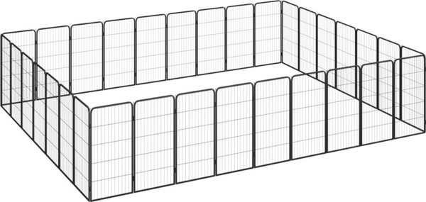 vidaXL vidaXL Kojec dla psa, 32 paneli, czarny, 50x100 cm, stal