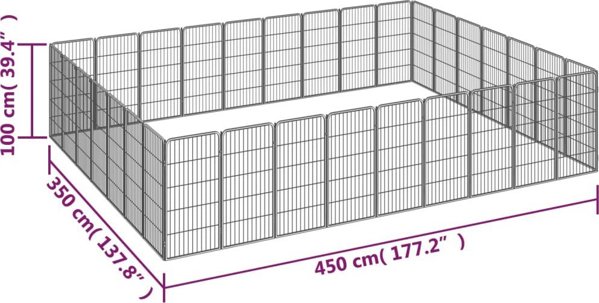 vidaXL vidaXL Kojec dla psa, 32 paneli, czarny, 50x100 cm, stal