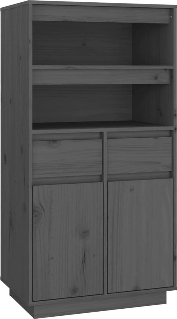 vidaXL Szafka, szara, 60x40x116,5 cm, lite drewno sosnowe