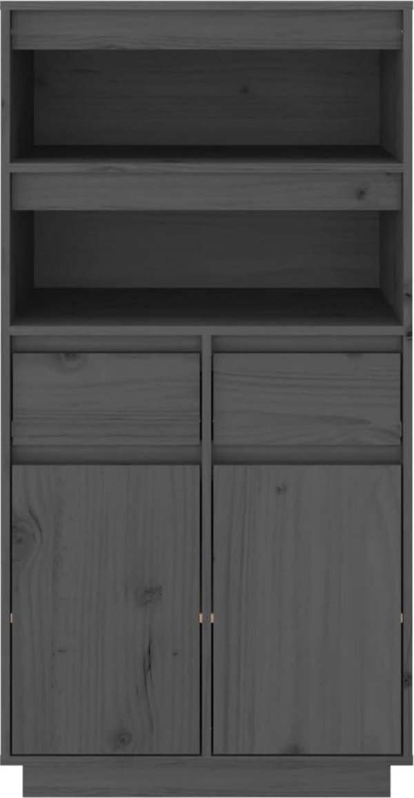 vidaXL Szafka, szara, 60x40x116,5 cm, lite drewno sosnowe