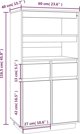 vidaXL Szafka, szara, 60x40x116,5 cm, lite drewno sosnowe