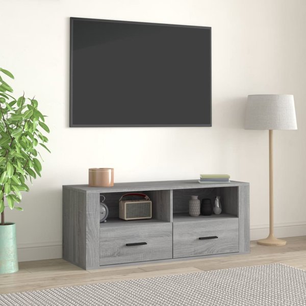 vidaXL Szafka pod telewizor, szary dab sonoma, 100x35x40 cm