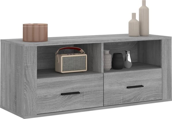 vidaXL Szafka pod telewizor, szary dab sonoma, 100x35x40 cm