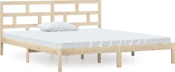 vidaXL Πλαίσιο κρεβατιού από μασίφ ξύλο, 135x190 cm, διπλό
