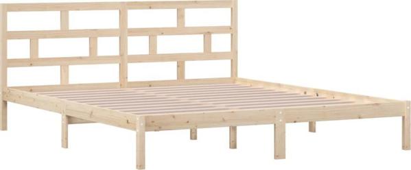 vidaXL Πλαίσιο κρεβατιού από μασίφ ξύλο, 135x190 cm, διπλό