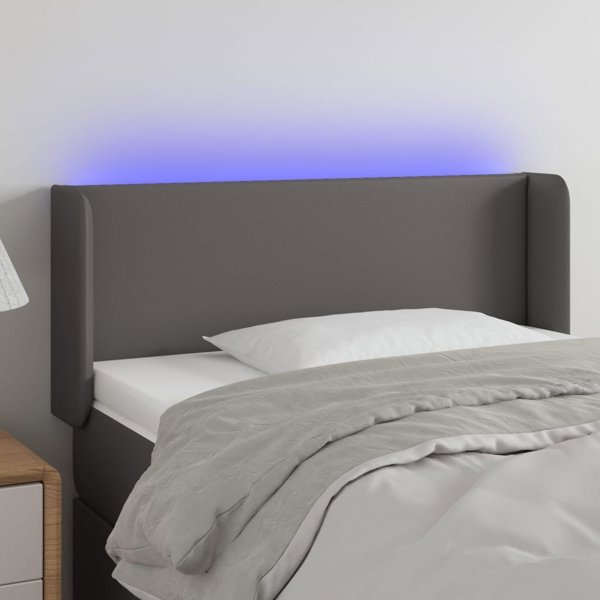 vidaXL Κεφαλάρι Κρεβατιού με LED, Γκρι, 93x16x78/88 cm, Συνθετικό Δέρμα