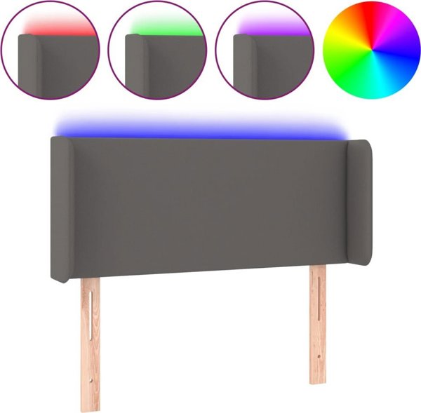 vidaXL Κεφαλάρι Κρεβατιού με LED, Γκρι, 93x16x78/88 cm, Συνθετικό Δέρμα