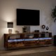 vidaXL Επιτοίχια ντουλάπα τηλεόρασης με LED, καπνιστή δρυς, 180x31x45 εκ.