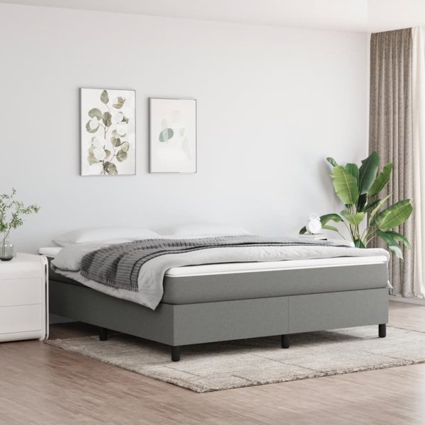 vidaXL Κρεβάτι kontynental με στρώμα, σκούρο γκρι ύφασμα 160x200 εκ
