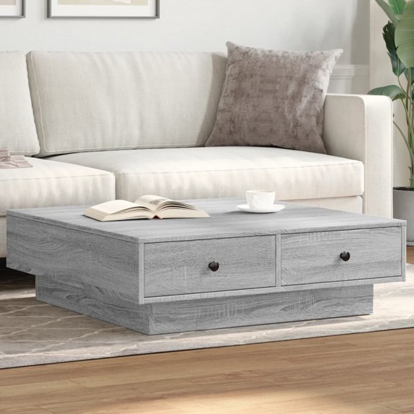 vidaXL Τραπεζάκι καφέ, γκρι δρυς σονόμα, 90x90x28 εκ.