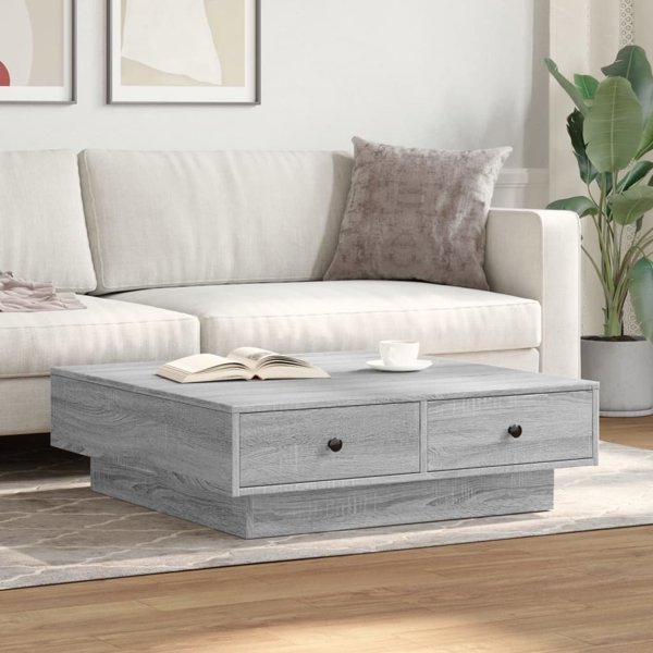 vidaXL Τραπεζάκι καφέ, γκρι δρυς σονόμα, 90x90x28 εκ.