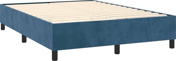 vidaXL Λευκό κρεβάτι με στρώμα, σκούρο μπλε, 140x200 cm