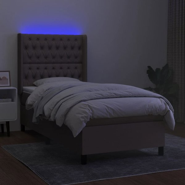 vidaXL Λοιζκό κοντινεντάλ με στρώμα, taupe, 90x190 εκ., ύφασμα