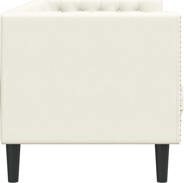 vidaXL Καναπές Chesterfield με κυλίνδρους, τριθέσιος, κρεμ, βελούδο