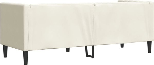 vidaXL Καναπές Chesterfield με κυλίνδρους, τριθέσιος, κρεμ, βελούδο