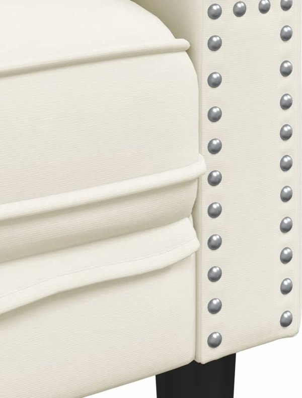 vidaXL Καναπές Chesterfield με κυλίνδρους, τριθέσιος, κρεμ, βελούδο