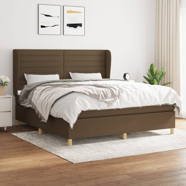 vidaXL Κρεβάτι Continental με στρώμα, καφέ, ύφασμα, 160x200 εκ
