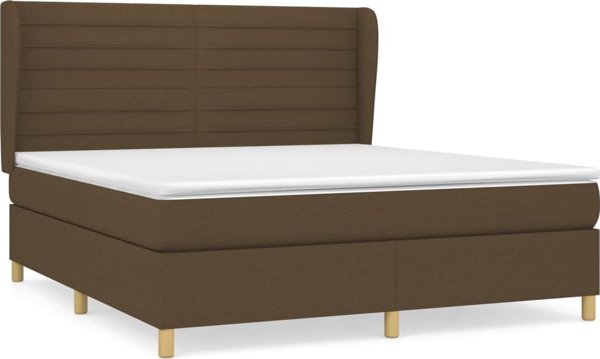 vidaXL Κρεβάτι Continental με στρώμα, καφέ, ύφασμα, 160x200 εκ