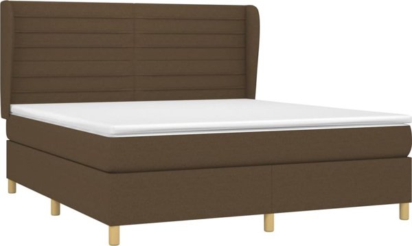 vidaXL Κρεβάτι Continental με στρώμα, καφέ, ύφασμα, 160x200 εκ