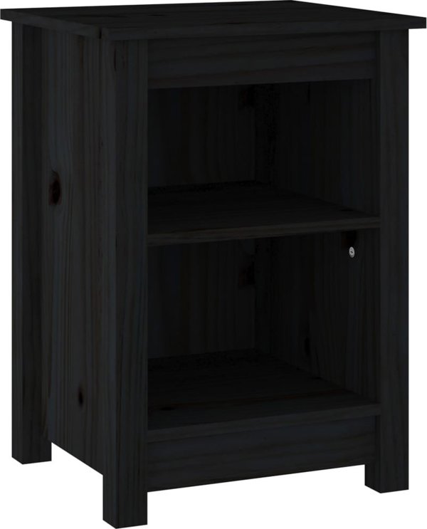 vidaXL vidaXL Szafka nocna, czarna, 40x35x55 cm, lite drewno sosnowe