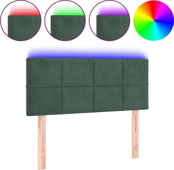 vidaXL Zaglowek do lozka z LED, skouroprasino, 90x5x78/88 cm, aksamit