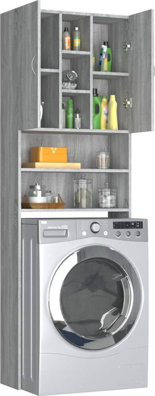 vidaXL Ντουλάπι για πλυντήριο καφέ Sonoma 64x25,5x190 cm