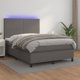 vidaXL Lozko kontynentalne z materacem i LED, szara ekoskora 140x190 cm