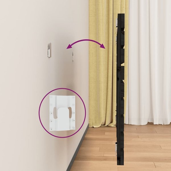 vidaXL Κεφαλάρι κρεβατιού, μαύρο, 96x3x63 εκ., μασίφ πεύκο