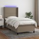 vidaXL Κρεβάτι Υπέρδιπλο με Στρώμα, Taupe, 90x200 εκ., Ύφασμα