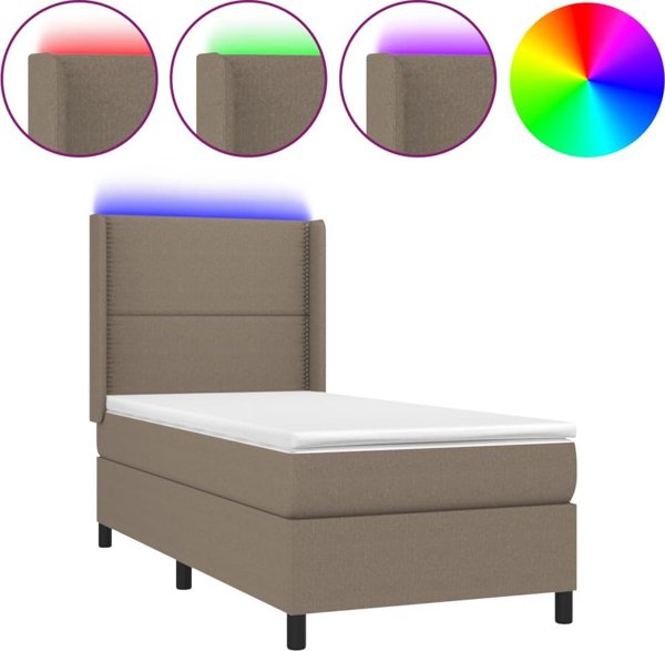 vidaXL Κρεβάτι Υπέρδιπλο με Στρώμα, Taupe, 90x200 εκ., Ύφασμα