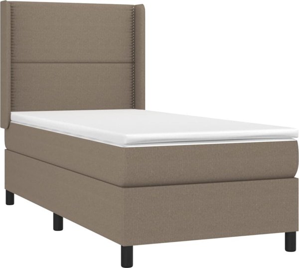 vidaXL Κρεβάτι Υπέρδιπλο με Στρώμα, Taupe, 90x200 εκ., Ύφασμα