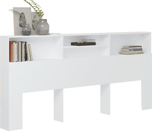 vidaXL Κεφαλάρι κρεβατιού με ράφια, λευκό, 220x19x103,5 εκ.