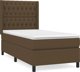 vidaXL Κρεβάτι Κοντινεντάλ 90x190 cm Καφέ Υφασμάτινο με Στρώμα