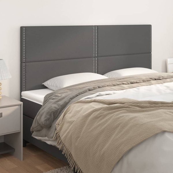 vidaXL Κεφαλάρια κρεβατιού, 4 τεμ., γκρι, 100x5x78/88 εκ., συνθετικό δέρμα